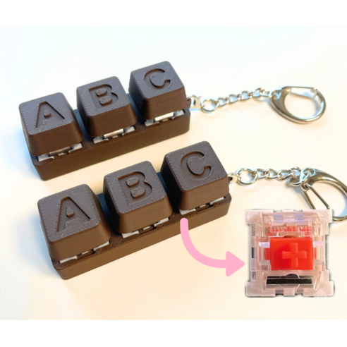 ABC 알파벳 초콜릿 키캡 클리커 키링, 1개, 적축(도각도각)