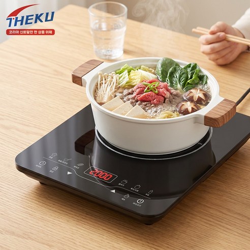 THEKU 인덕션 1구 휴대용 가정용 1인용 식탁 초경량 초슬림 2000W 고화력 전기레인지, 일반형, YL-20K132