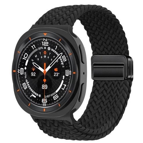 Fegwilde 갤럭시워치8/8클래식 호환 마그네틱 브레이드 스포츠 루프 스트랩 40MM/44MM/46MM, 검은색