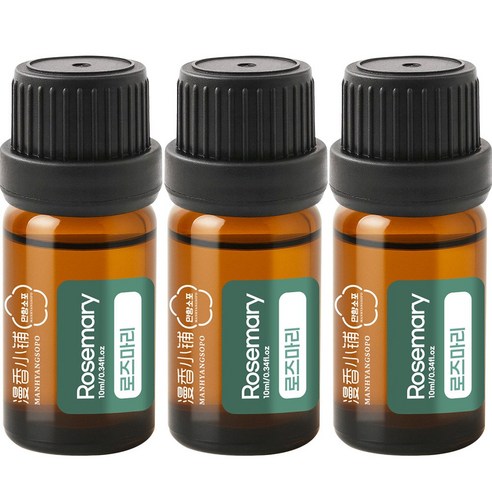 1+1+1 천연 100% 아로마 오일 에센셜 만향소포 PETA 비건 아로마테라피, 3개, 10ml, 로즈마리 에센셜오일