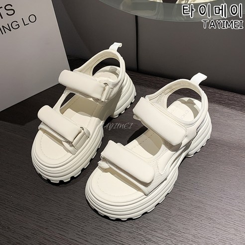 타이메이 여성 가죽 샌들 스포츠 통굽 키높이 편안한 여름 샌들