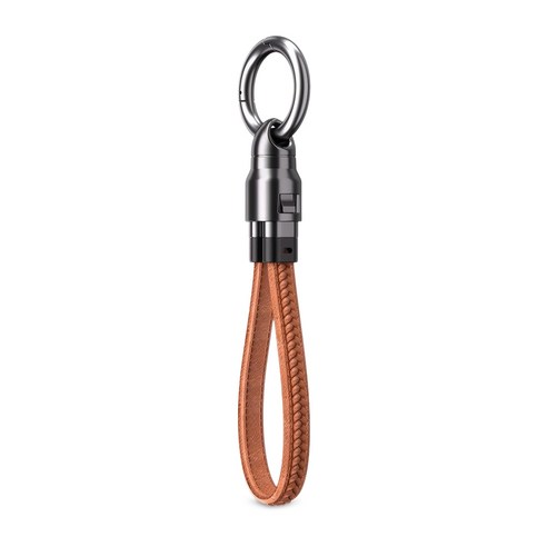 240W C to C 타입 가죽 케이블 스트랩 PD 고출력 고속 충전 키링 열쇠고리, 1개, 브라운, 22cm