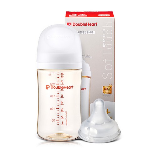 더블하트 모유실감 3세대 제뉴인화이트 240ml 싱글팩(젖병+젖꼭지 M), 1세트, 제뉴인화이트 젖꼭지(M)