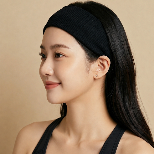 라라듀 탄성 스포츠 헤어밴드, 블랙, 1개