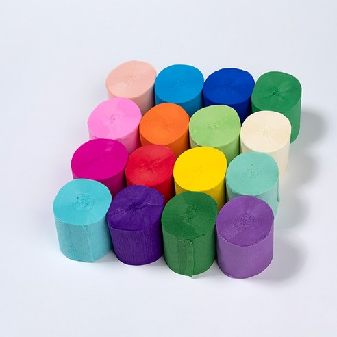 star starred 파티 스트리머 Roll 폭이(8cm) 넓은 미니 주름지(mini crepe paper), 1세트, 16컬러 16개입