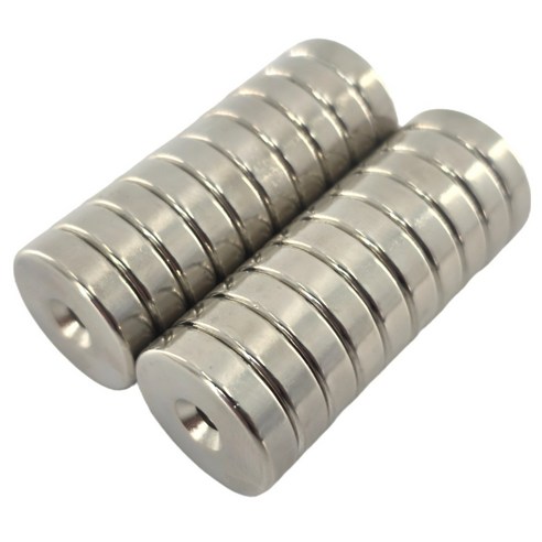 마니코 초강력 원형사라자석 지름 20mm x 두께 5mm (홈 6.5mm/내경 4.2mm) D20 x 5T 네오디움 원형자석 N극 S극구분 오토바이 거치대 수리용 DIY 부착용, 10개 (N극), 10개