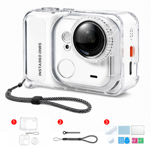 FIXO Insta360 GO Ultra 투명 보호케이스 렌즈커버 + 강화유리 세트, 1개, 투명 모델