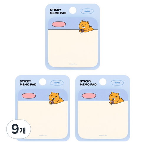 카카오프렌즈 라운드 점착 메모지, 라이언, 80매, 9개