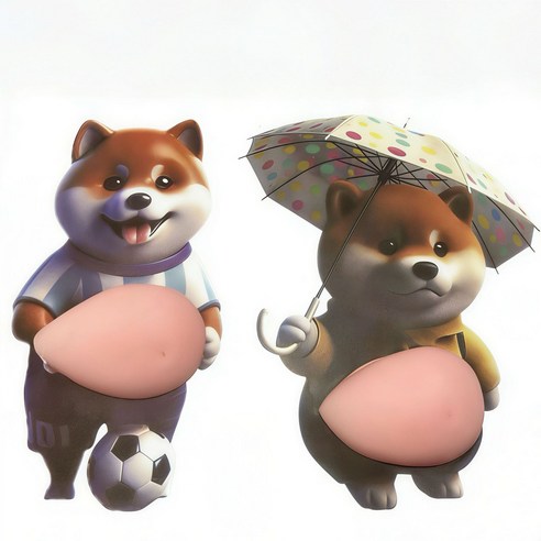 부기몰 말랑 뱃살 문콕방지 강아지 고양이 입체스티커, 4세트, 옵션5번 강아지