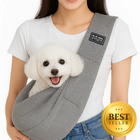 오썸머 강아지 고양이 메쉬 슬링백 이동가방 포대기, 1개, 그레이