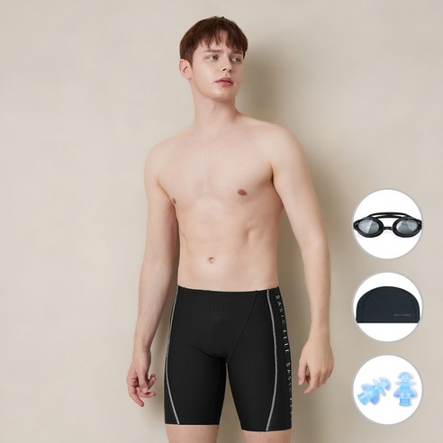 베이직엘르 4종세트 5부 선수용 로고 사각 실내수영복 BEZ-V498K