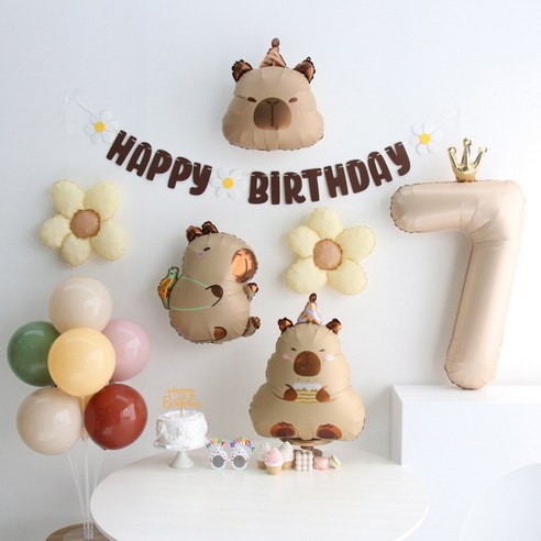 이벤트홀릭 카피바라 풍선 생일파티용품세트, 1개, 숫자풍선 7