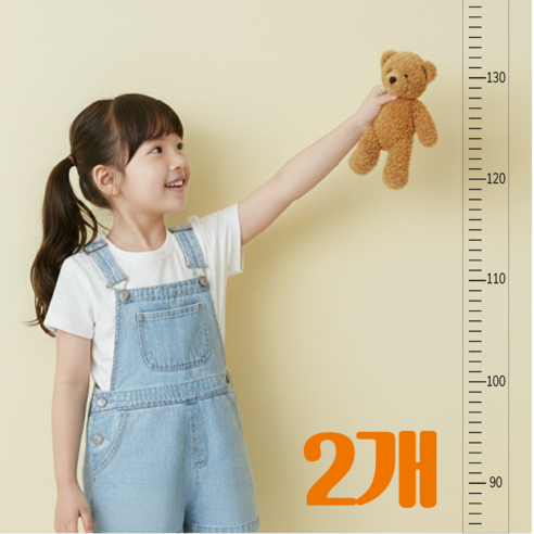 아기나무 키재기 벽 스티커 성장기록 인테리어, 투명