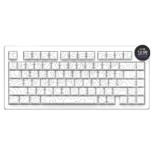 에이재즈 AK820 V2 프로 스마트 스크린 RGB 3모드 유무선 키보드, 컨투어 화이트, 라이치 축, 제조사축