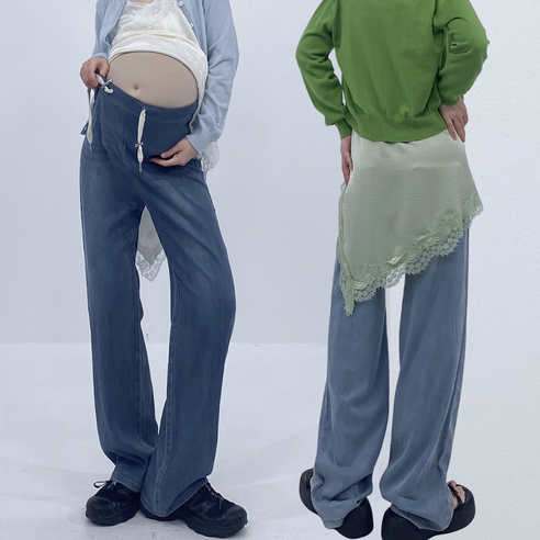 썸머데님 일자팬츠 빅사이즈청바지 임산부팬츠 예비맘룩 만삭임부복 맘룩