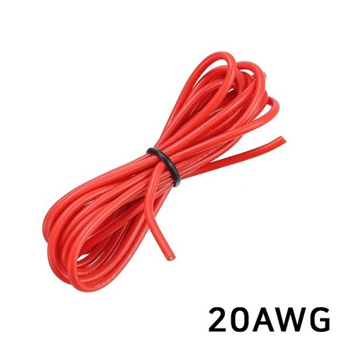 20AWG 실리콘 케이블 드론 RC카 배터리 전원선 고내열 주석도금 구리, 1개, (케이블) 20AWG(레드)