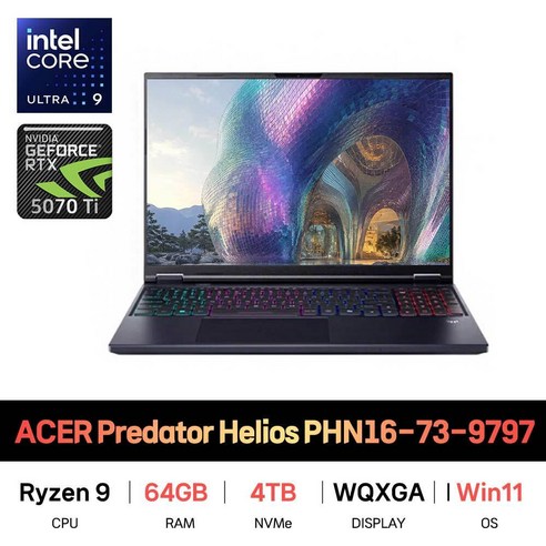 SP_에이서 프레데터 헬리오스 네오 16 AI PHN16-73-9797 Win11/RAM 64GB/SSD 4TB 재고보유