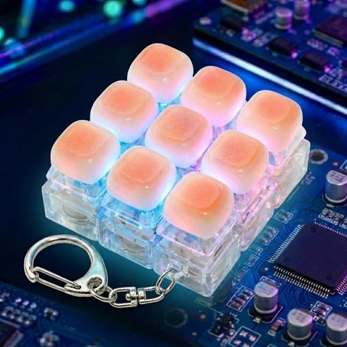 키캡 키보드 식빵 마시멜로 키링 LED 9구 피젯 딸깍이, 1개, BREAD