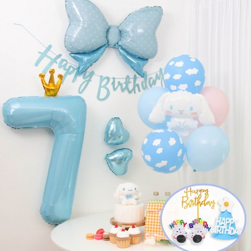 산리오 시나모롤 풍선 생일파티세트, 1개, 7