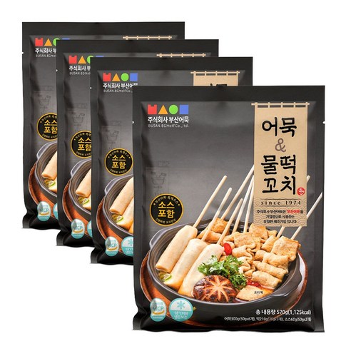 부산어묵 꼬치어묵 & 물떡 소스포함, 570g, 4개