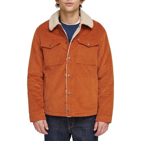 Levi's 남성용 코듀로이 셰르파 안감 트러커 재킷 (레귤러 & 빅 톨 사이즈) 선 와이드 웨일 코듀로이 L 153129 ...