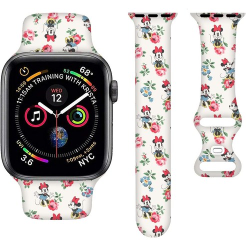 디즈니 미키 애플워치 스트랩 실리콘 발렌타인 선물 38/40/41mm, 미니 플라워 004