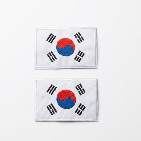 태극기 자수 패치 와펜 열접착식, 2개, 화이트