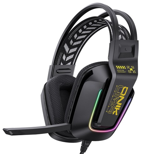 ONIKUMA 유선 게이밍 헤드셋 가상 7.1 usb RGB 노이즈캔슬링 마이크 X13, 블랙