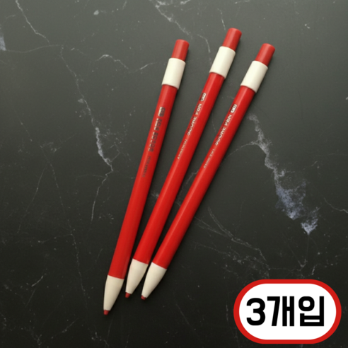 핑크풋 빨간 채점 펜 색연필, 3개, 1색