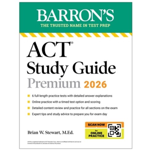 (영문도서)ACT Study Guide Premium 2026: 6 Practice Tests + Comprehensive Review + Online... Paperback, Barrons Educational Services, English, 9781506299914
