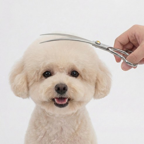 반려동물 미용 커브가위, 1개, 실버