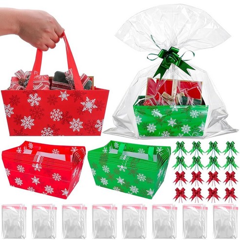 16 PCS Large Christmas Basket with Handles Empty Gift Baskets 9.8 x 6.5 ...