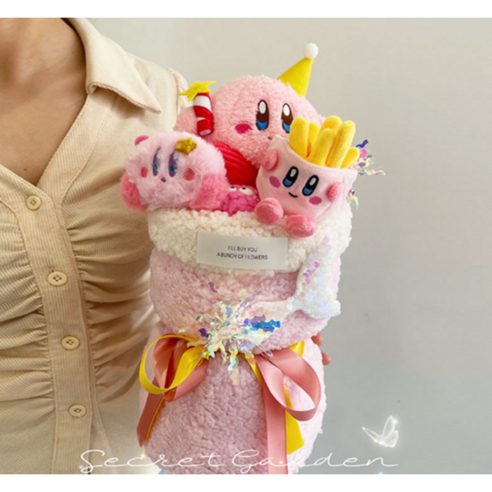 캐릭터 인형 꽃다발 8종 화이트 발렌타인데이 어린이날선물, 1개, 별의커비(생일), 33cm