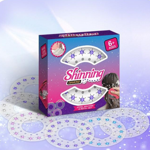 Shining Bling Bling 다이아몬드 장식기 머리꾸미기 DIY 파티 소품 세트, 다이아몬드 리필, 1개
