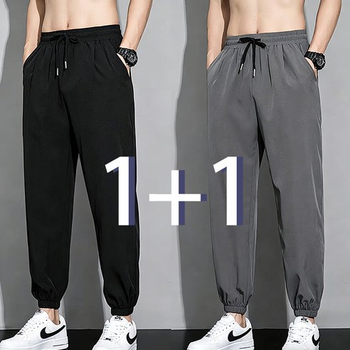 1+1 남자 캐주얼 편안한 조거 팬츠 빅사이즈 통기성 좋은 트레이닝 데일리 심플 트레이닝