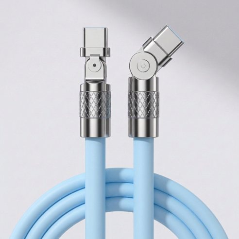 제이엘 120w 초고속 C to C 충전케이블 180도 회전 케이블, 1개, 블루, 1.5m
