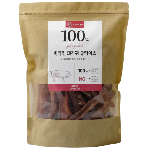 조선강아지 대용량 국산 강아지 수제간식, 비타민 돼지귀 슬라이스, 400g, 1개