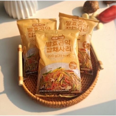 [No 불리고 삶고 굳거나 쉬지않는 100g당 19.7kcal] 빼빼곤약 발효곤약잡채사리 200g x 5팩 200g, 5개 이미지 2