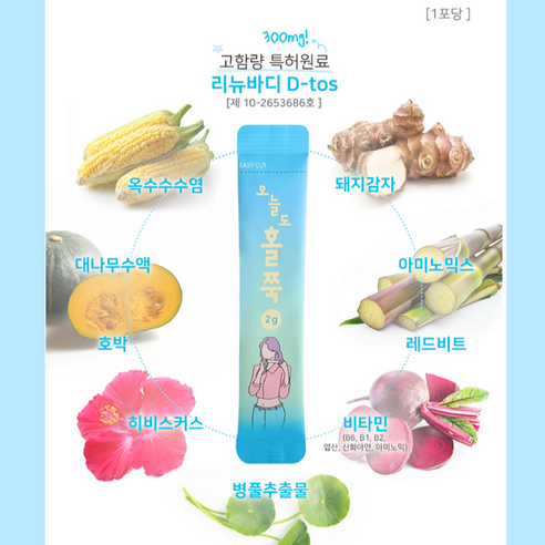 오늘도 홀쭉 생활 리턴 클렌즈 리뉴바디 고함량 특허원료 40g, 1박스 이미지 3