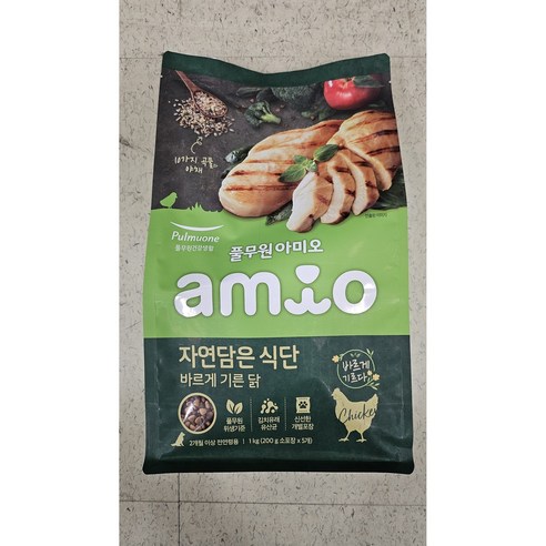 풀무원아미오 전연령 강아지 자연담은 식단 건식사료, 닭, 1kg, 1개