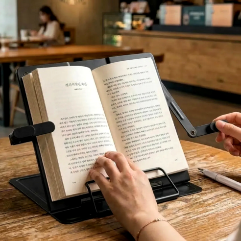 쏙쏙홈즈 각도조절 페이지고정 휴대용 독서대, 블랙