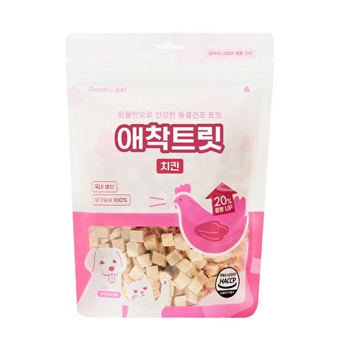 굿포펫 애착 트릿 강아지 고양이 동결건조 닭가슴살 트릿 국내산 100% 간식, 치킨, 120g, 1개