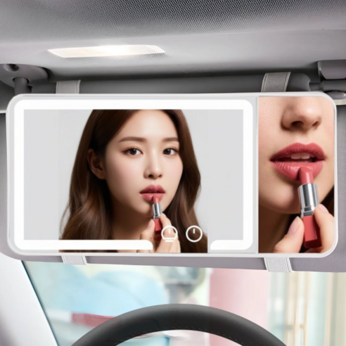 차량용 메이크업 화장 조명거울, 1개, 전차종 블랙