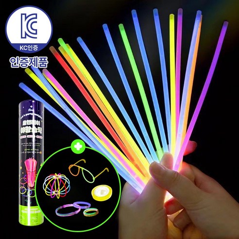 로앤제이 KC인증 야광팔찌 100매입 고급형 8시간 7색, 야광스틱(연결고리포..., 1개