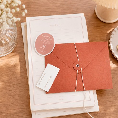 바이메이슨 클래식 편지지 12p + 편지봉투 6p 세트, 1개, 번트 오렌지