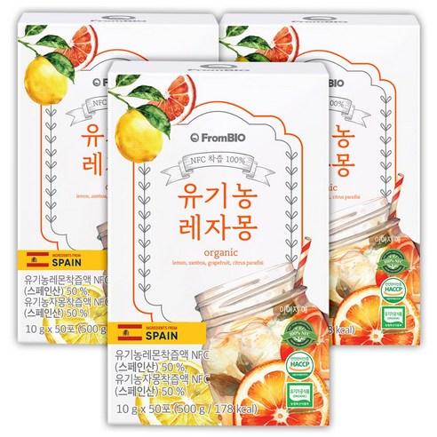 프롬바이오 NFC 유기농 레자몽 즙, 500g, 3박스