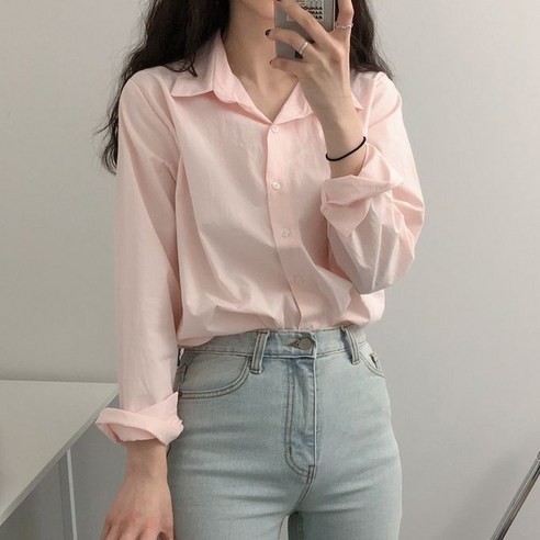 메이킹유 파스텔 무지 셔츠 319에티드블라우스(~77size 사이즈추가)