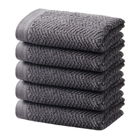 소프트터치 헤링본 호텔수건 200g 40수 코마사, 차콜그레이, 5개