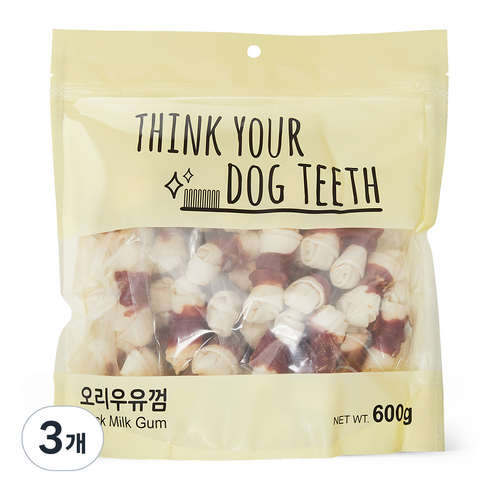 띵크유어도그티 강아지 딩고껌 대용량, 오리우유, 600g, 3개