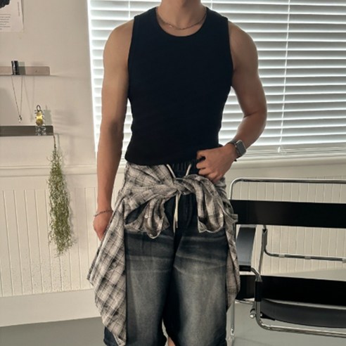 고즈웰컴퍼니 몸매 보정 몸좋아보이는 양양 칠가이 머슬핏 짐웨어 헤비 두꺼운 골지 나시